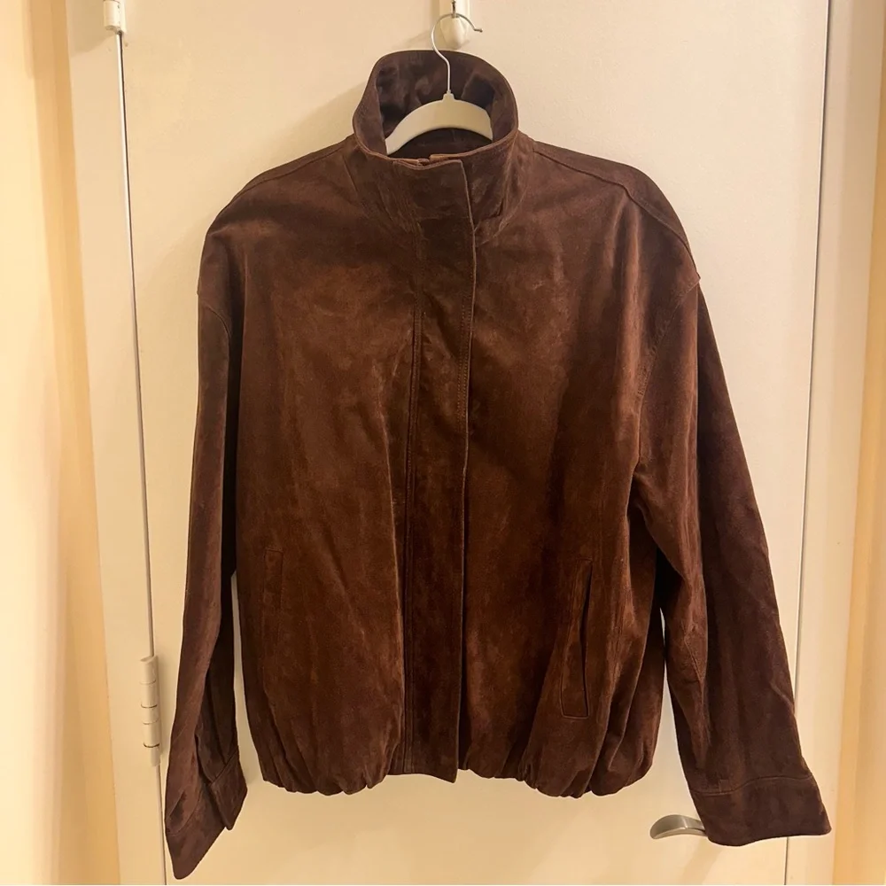 Zara Suede Jacket in Brown Size Large - Picture 6 of 9